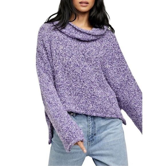 NWT Free People BFF Cowl Neck Sweater Purple XS - Picture 1 of 11